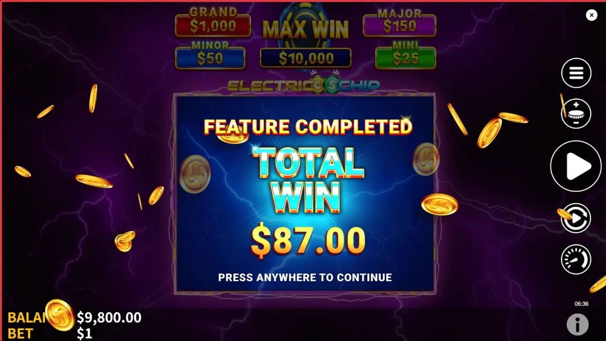 Tampilan visual slot Electric Chip dengan tema neon dan petir