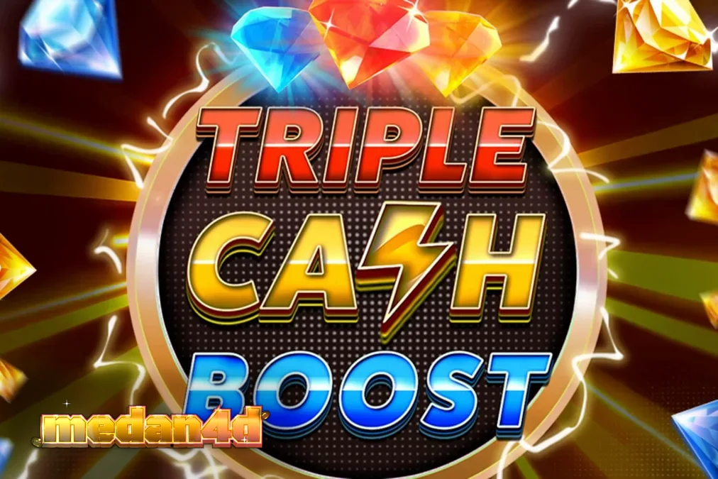 Tampilan visual slot Triple Cash Boost dengan tema neon futuristik